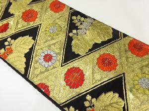 アンティーク　菊に桐模様織出し袋帯（材料）